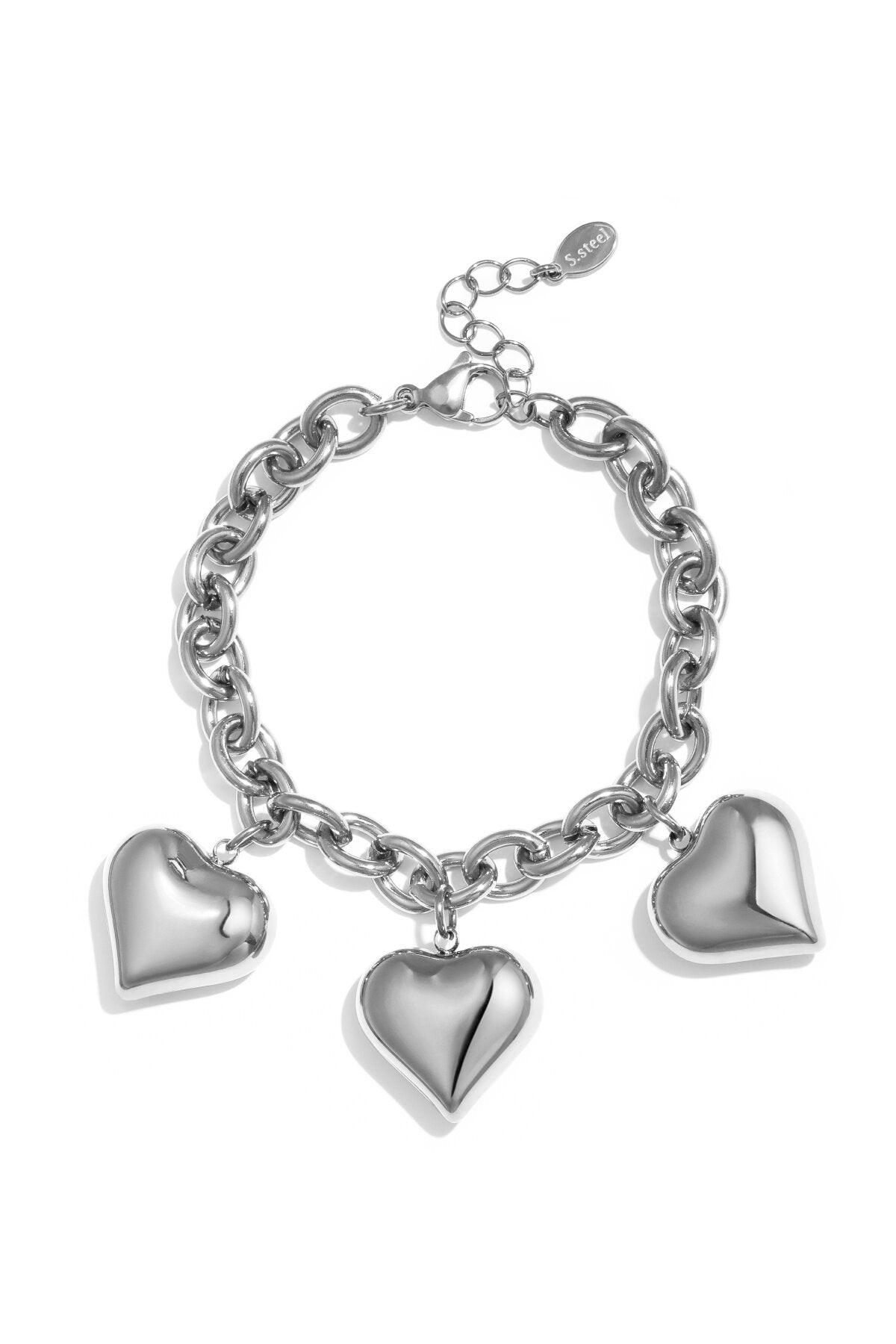 Pulsera Grossa · cadena y tres corazones — vista 3