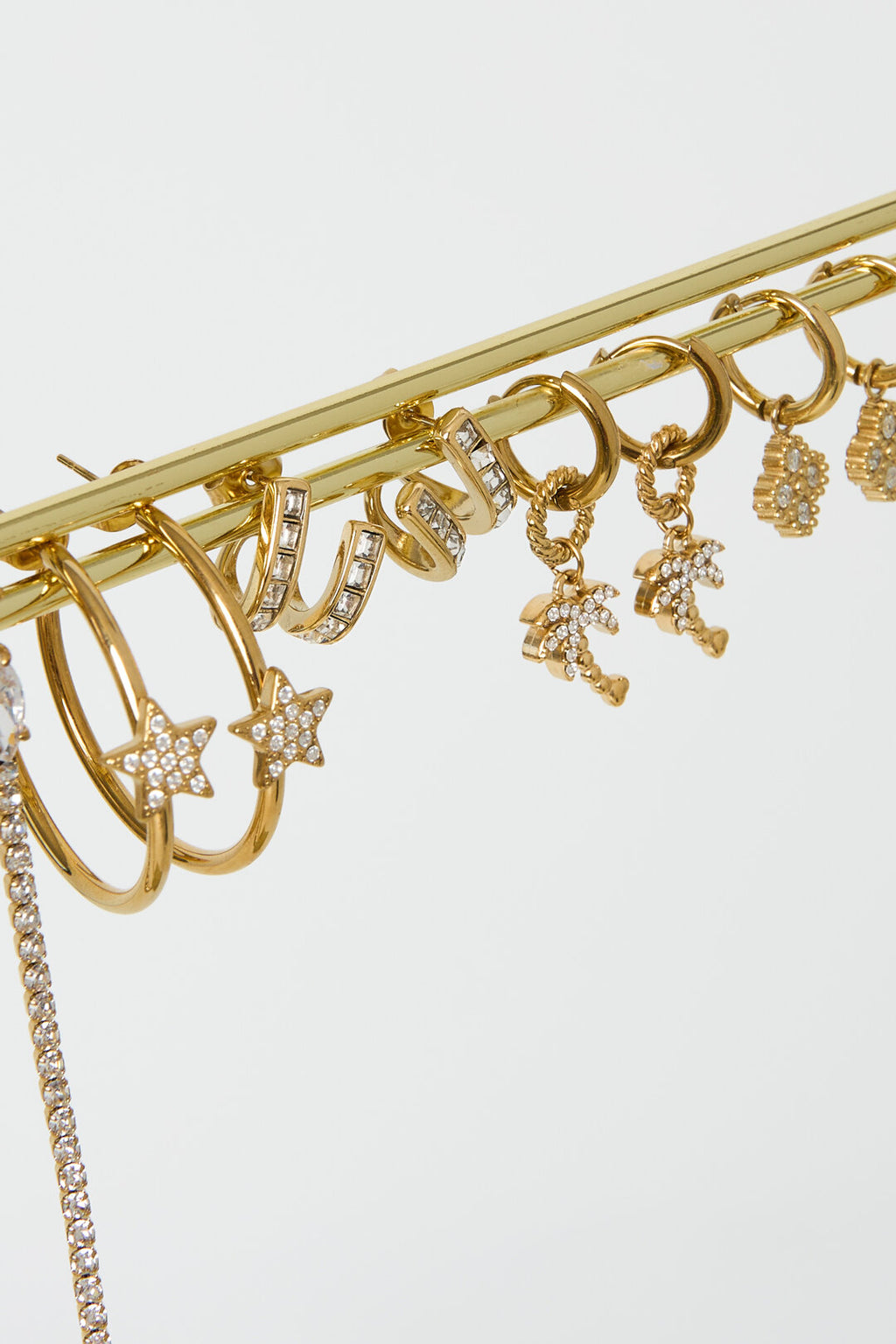 Mini aros Piccolo · doble aro con circonitas, acero dorado — vista 2