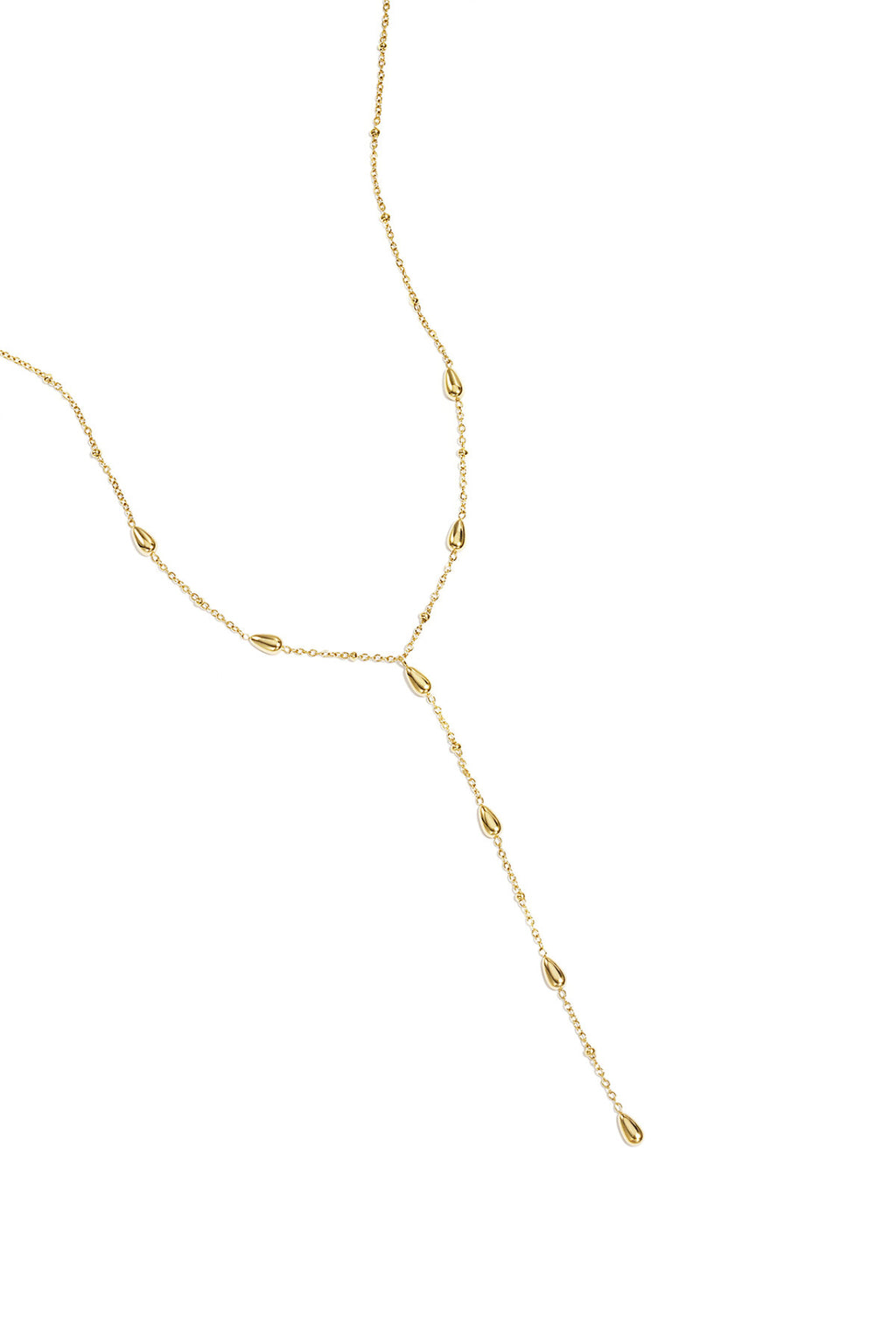 Collar Lariat Perline · cuentas en acero dorado