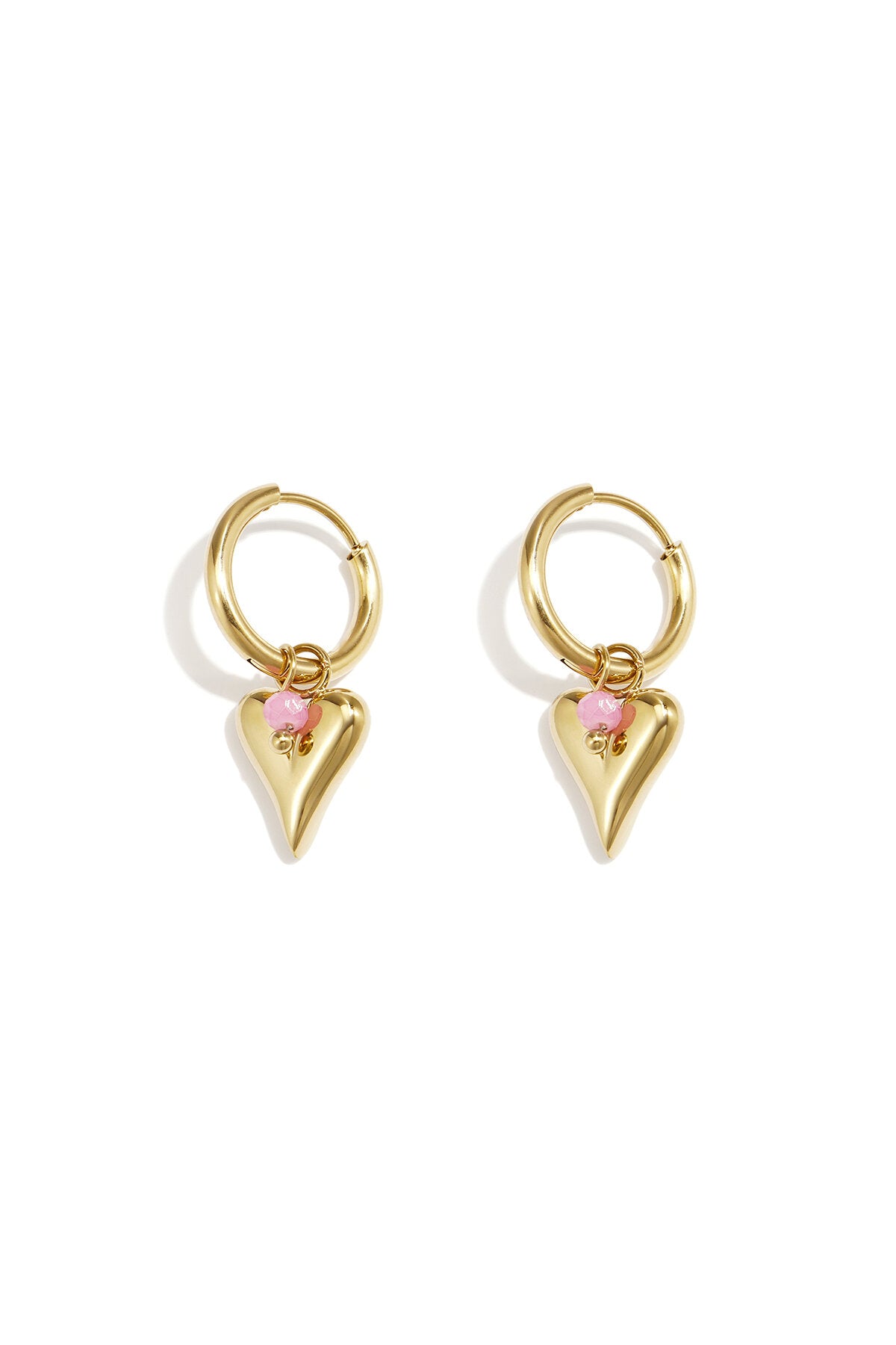 Pendientes Cuore Smalto · corazón esmaltado en acero dorado — vista 4