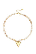 Collar Conchiglie · cuentas de nácar con corazón de acero dorado