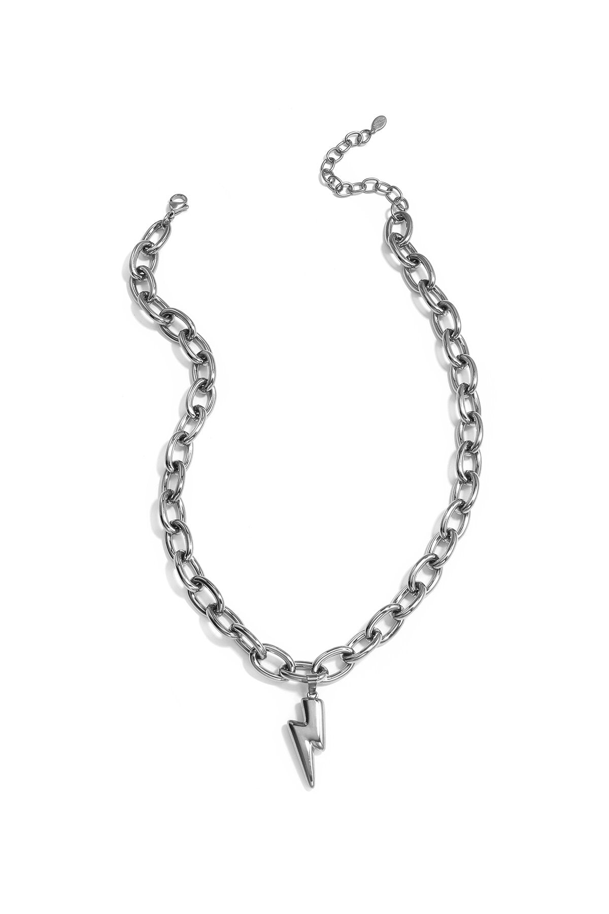 Collar Maglia Grossa · cadena gruesa con rayo, acero dorado — vista 3