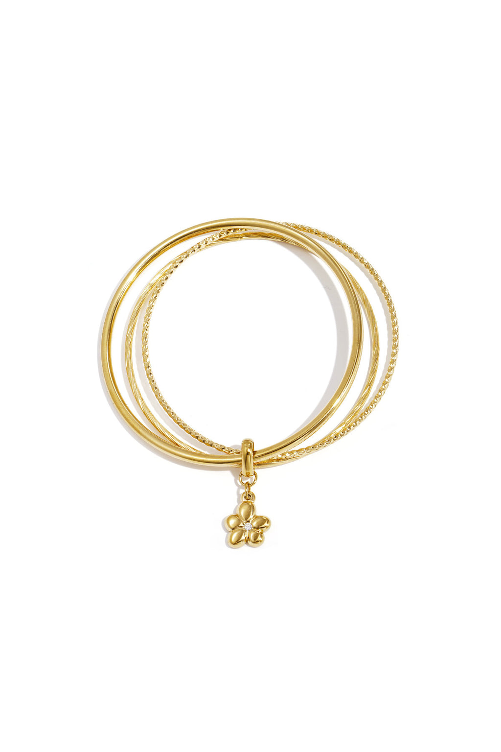 Pulsera rígida Trio · triple aro con dije