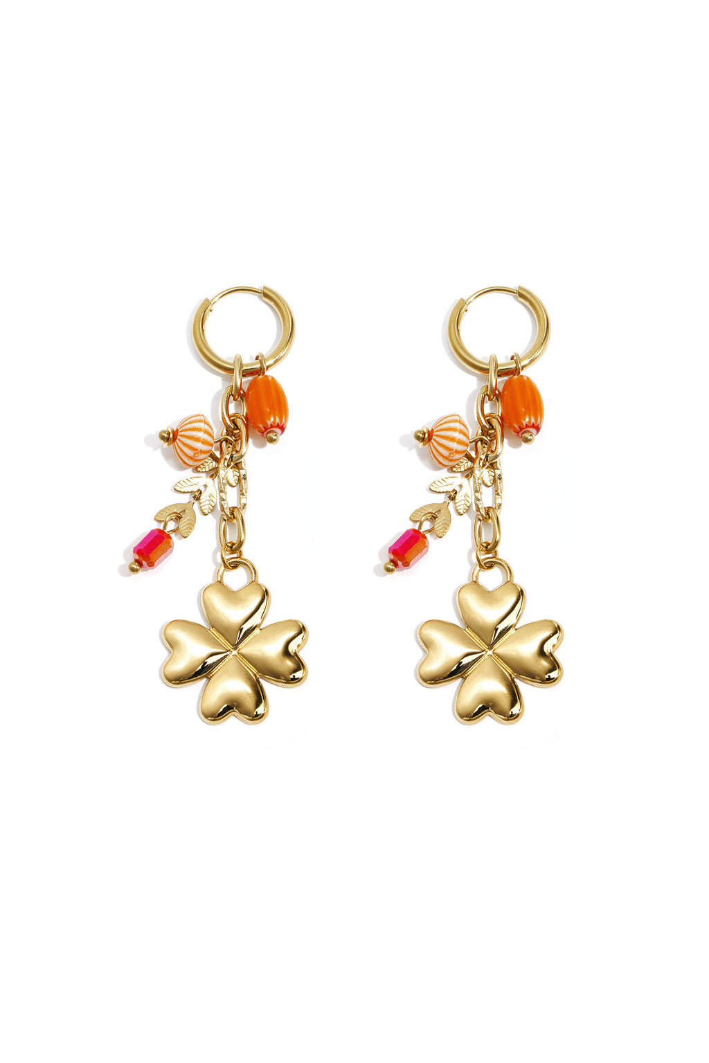 Pendientes Quadrifoglio Smalto · trébol y cuentas de color, acero dorado — vista 4
