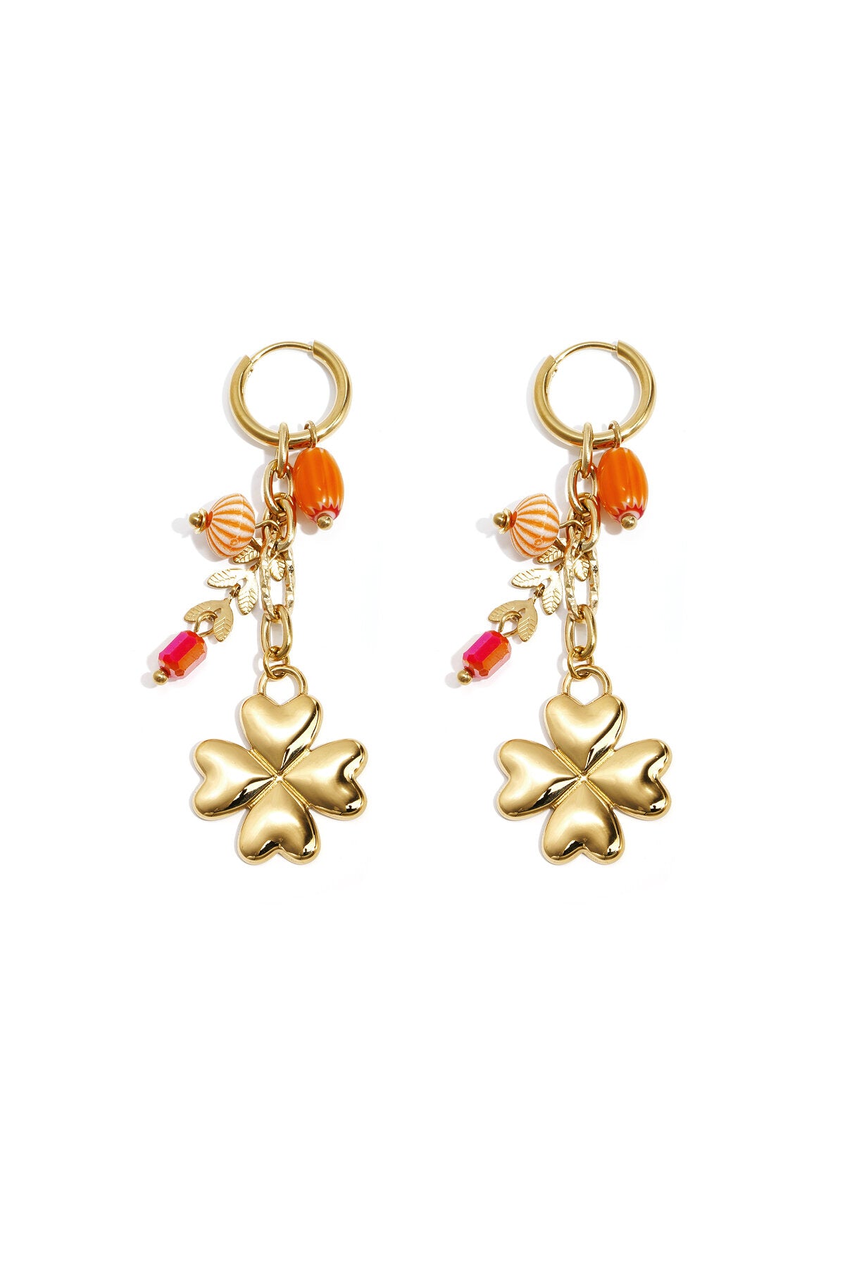 Pendientes Quadrifoglio Smalto · trébol y cuentas de color, acero dorado — vista 4