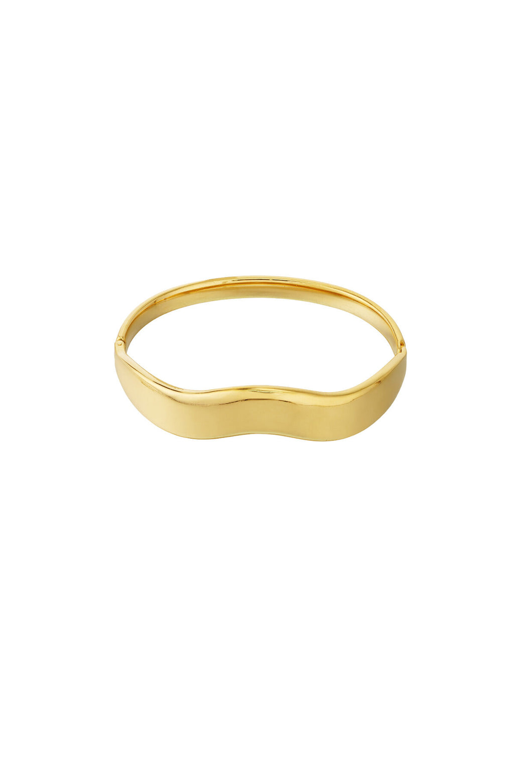 Pulsera Onda · brazalete rígido de perfil ondulado, acero dorado