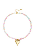 Collar Conchiglie · cuentas de nácar con corazón de acero dorado — vista 3