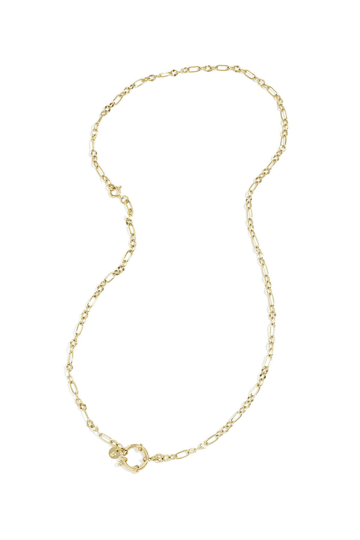 Collar Figaro · cadena fina de acero dorado