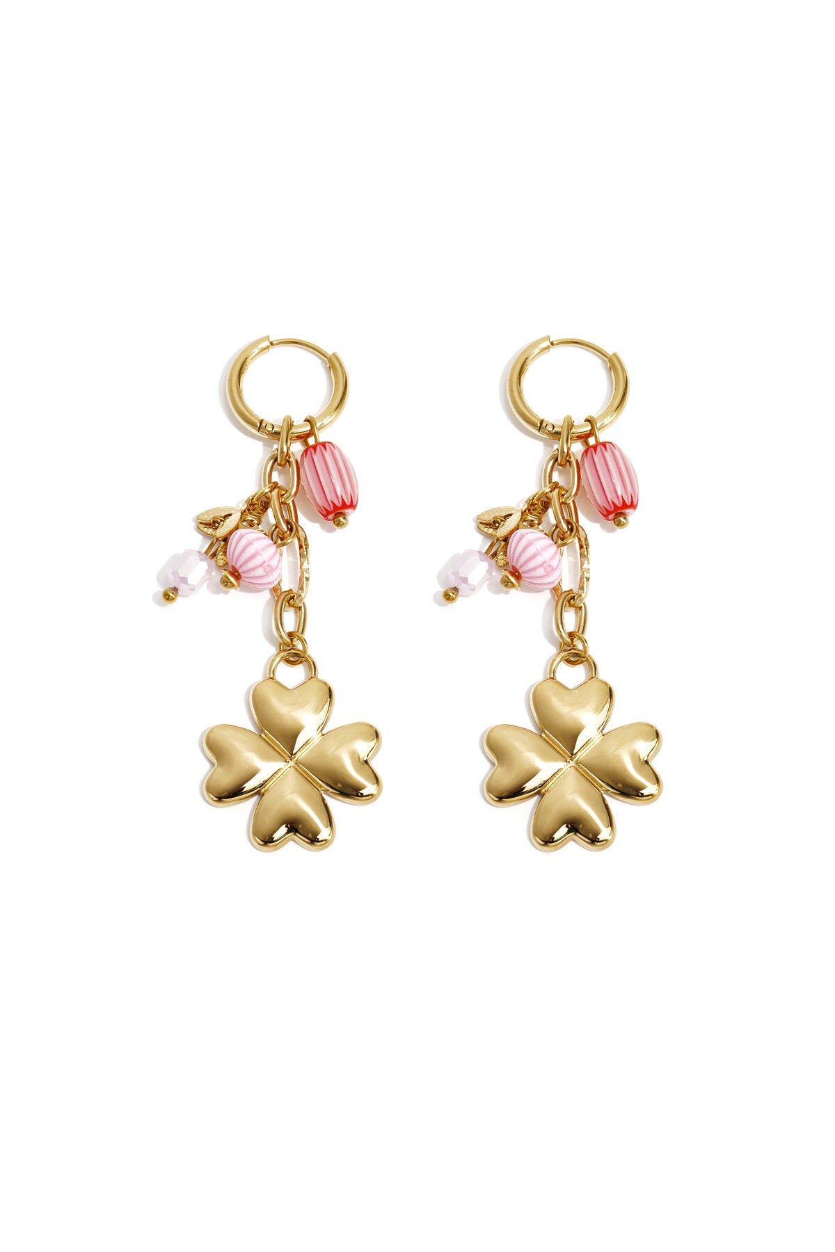 Pendientes Quadrifoglio Smalto · trébol y cuentas de color, acero dorado — vista 5