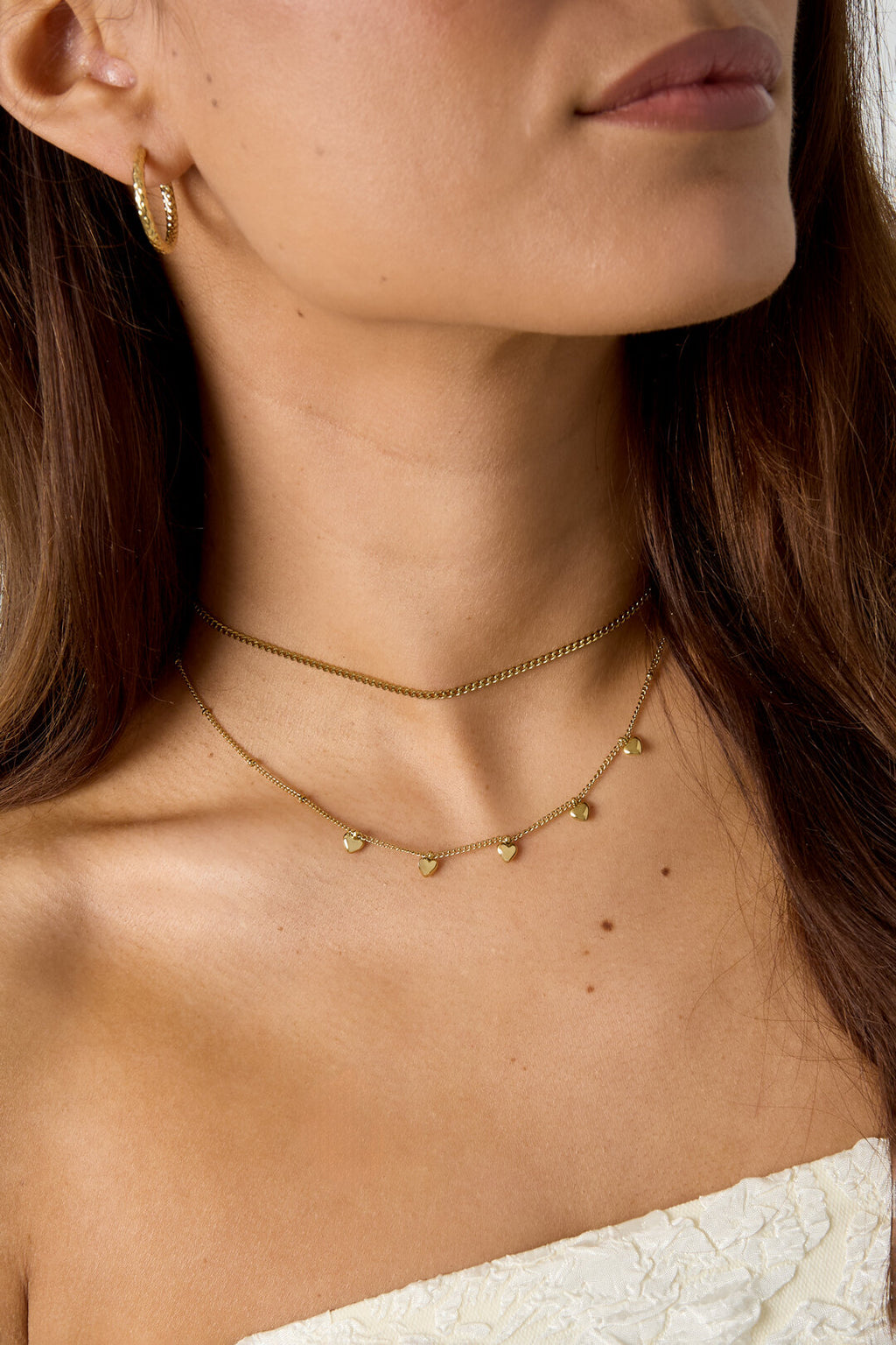 Collar Cuoricini · corazones colgantes de acero dorado — vista 2