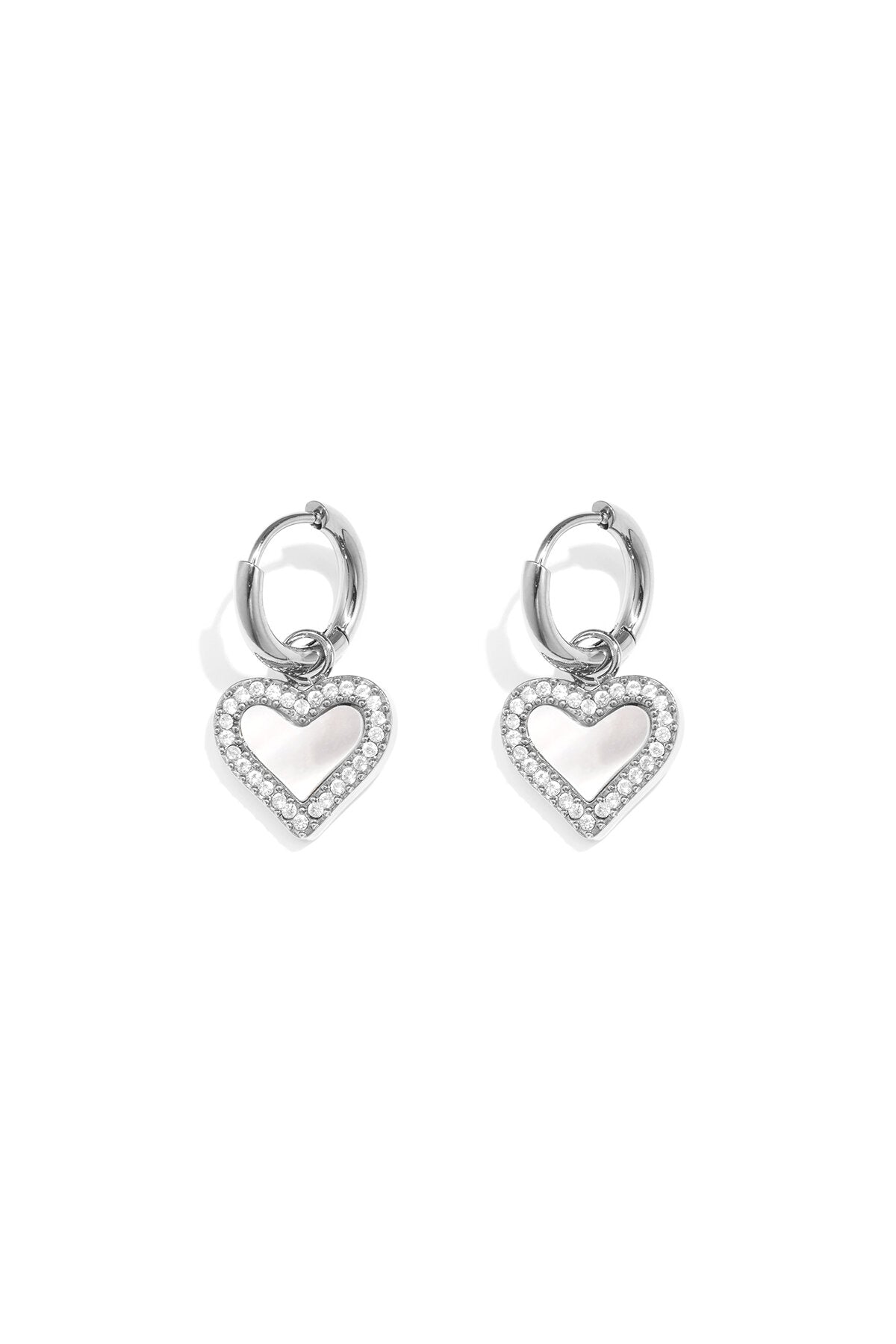 Pendientes Conchiglia · corazón de nácar en acero dorado — vista 3