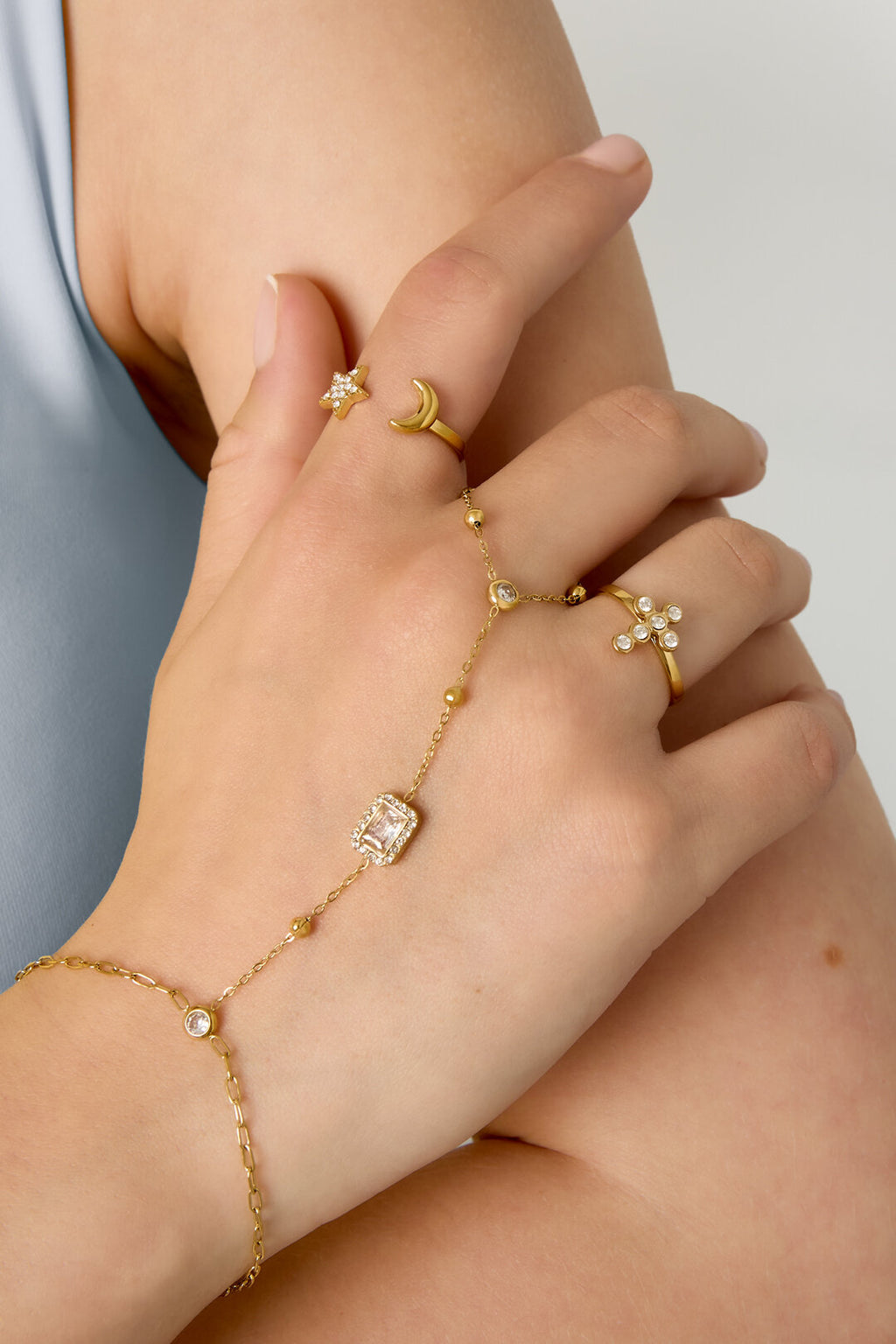 Pulsera-anillo Quadro · circonita cuadrada — vista 2