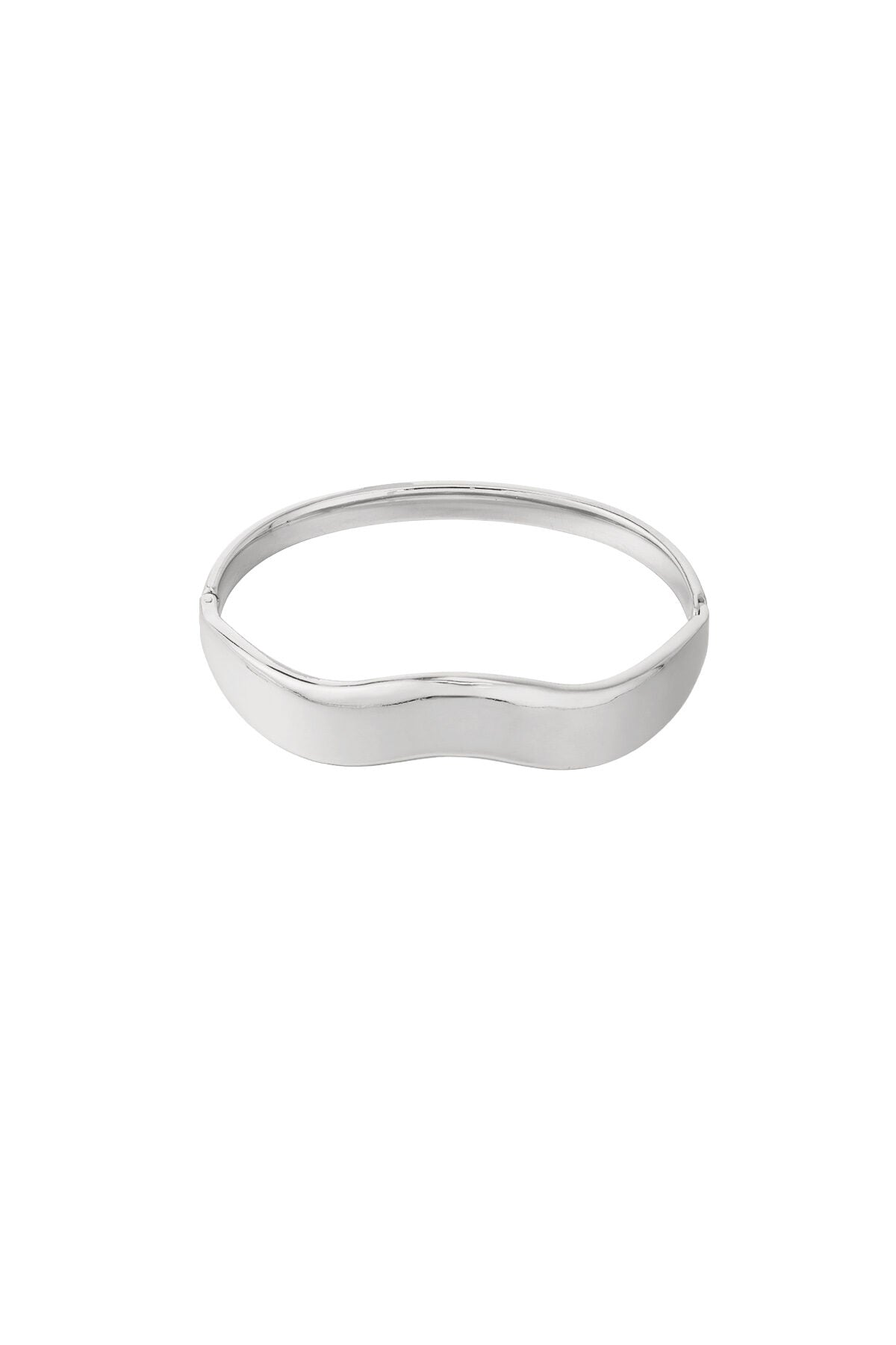 Pulsera Onda · brazalete rígido de perfil ondulado, acero dorado — vista 3