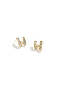 Mini aros Piccolo · doble aro con circonitas, acero dorado