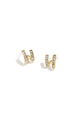 Mini aros Piccolo · doble aro con circonitas, acero dorado