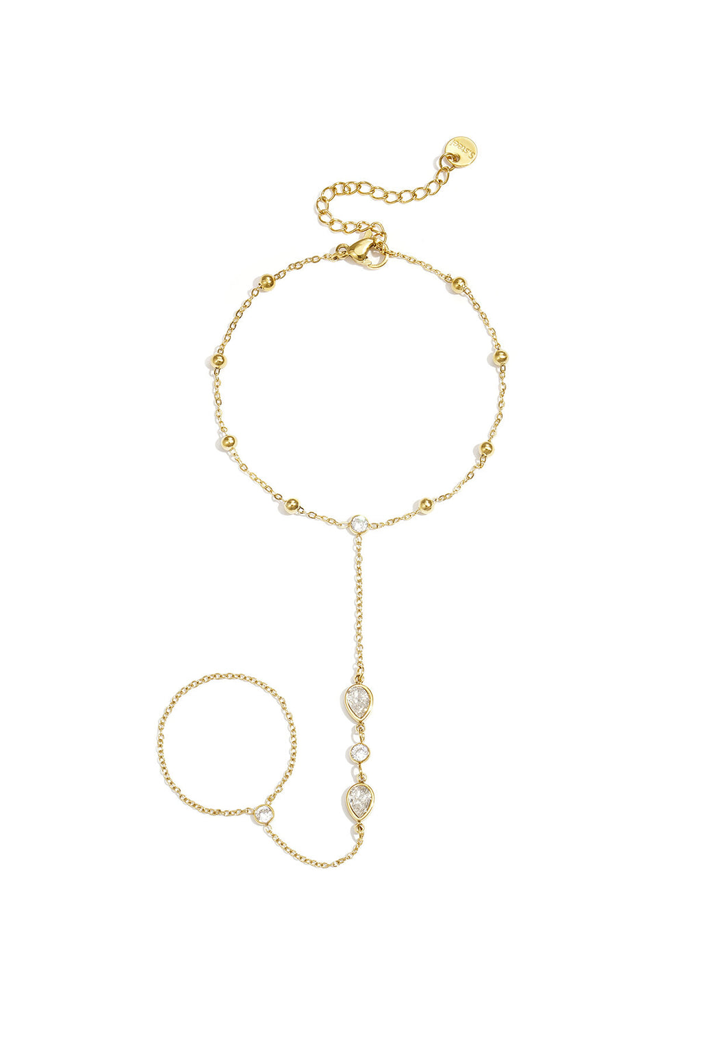 Pulsera-anillo Mano · cadena con circonitas