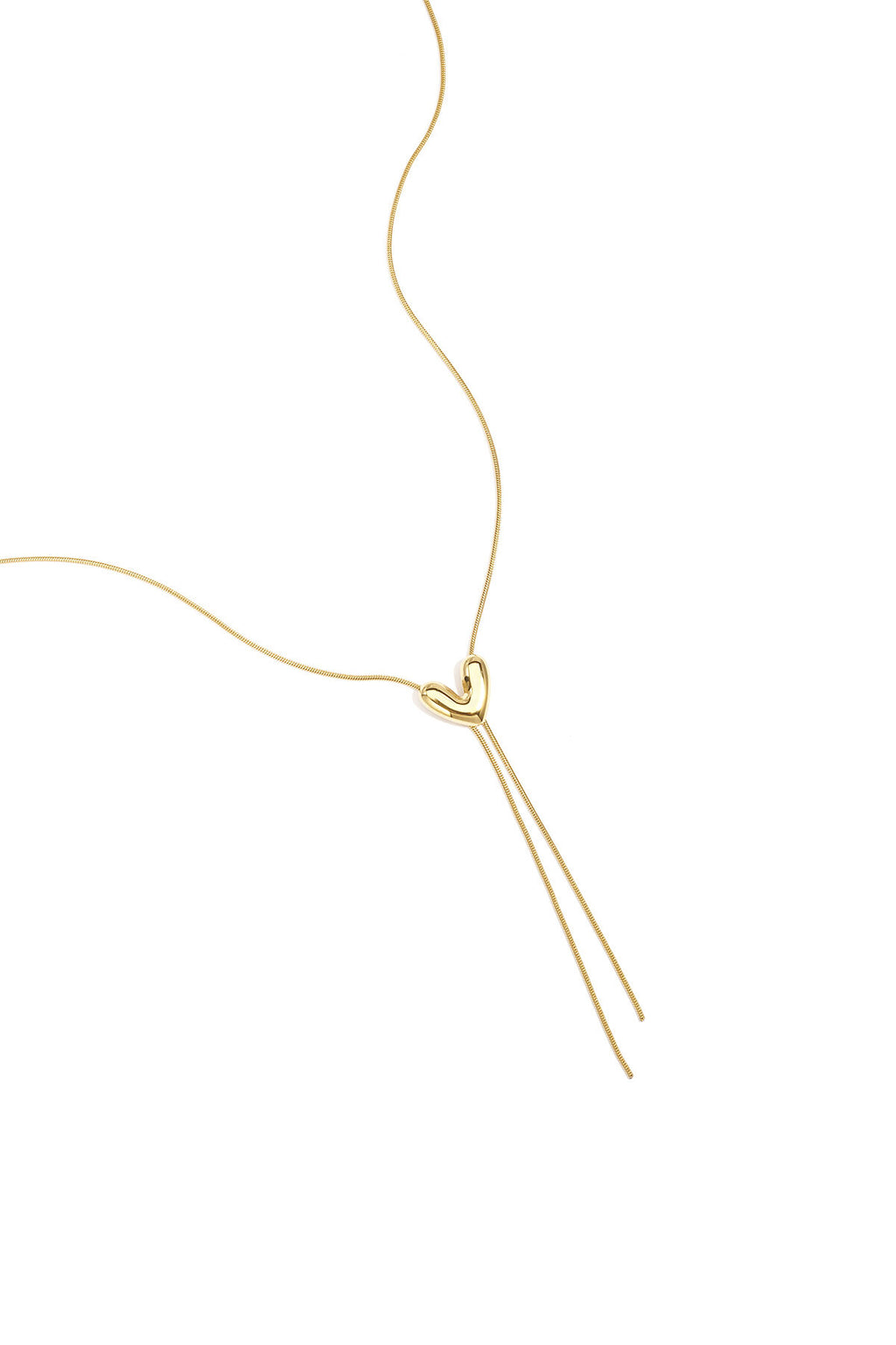 Collar Lariat Cuore · corazón deslizante de acero dorado