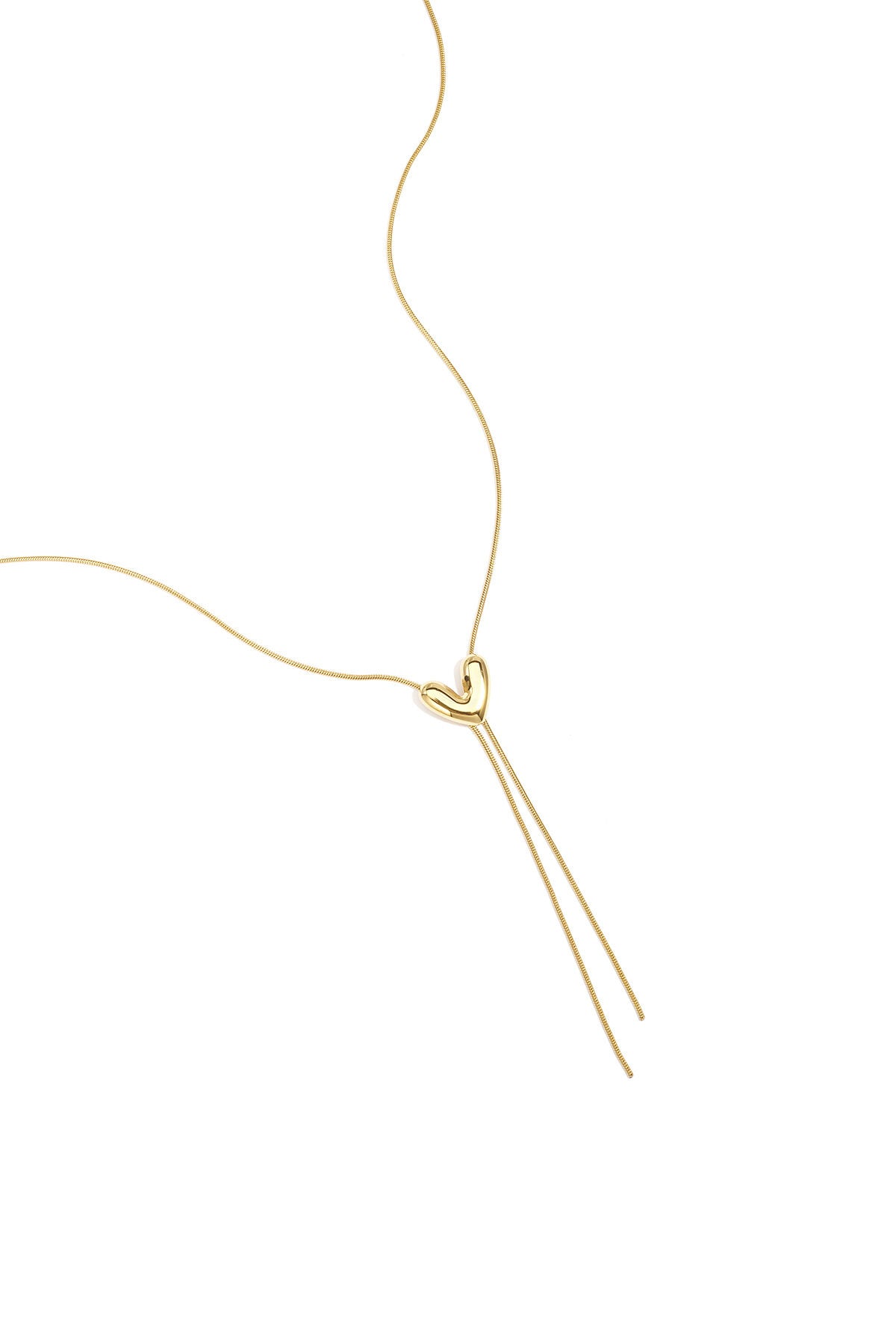 Collar Lariat Cuore · corazón deslizante de acero dorado