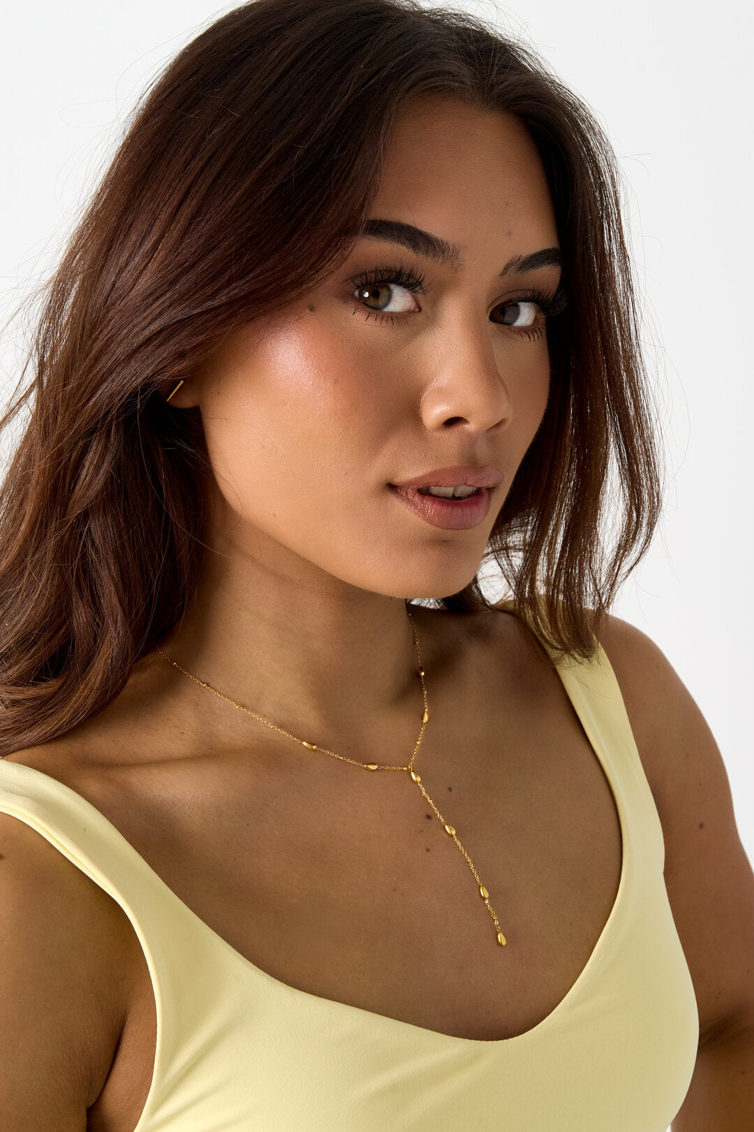 Collar Lariat Perline · cuentas en acero dorado — vista 2