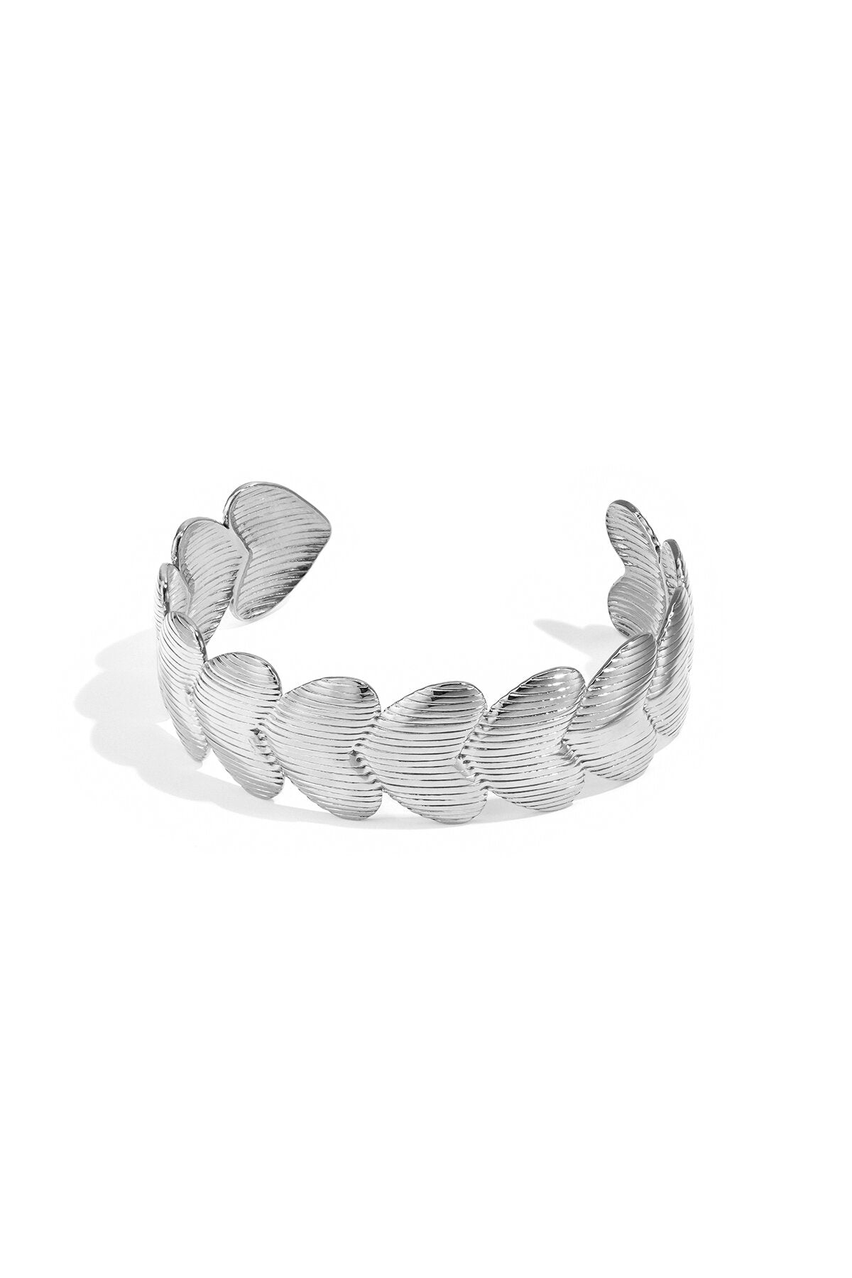 Pulsera rígida Foglie · relieve de hojas — vista 3