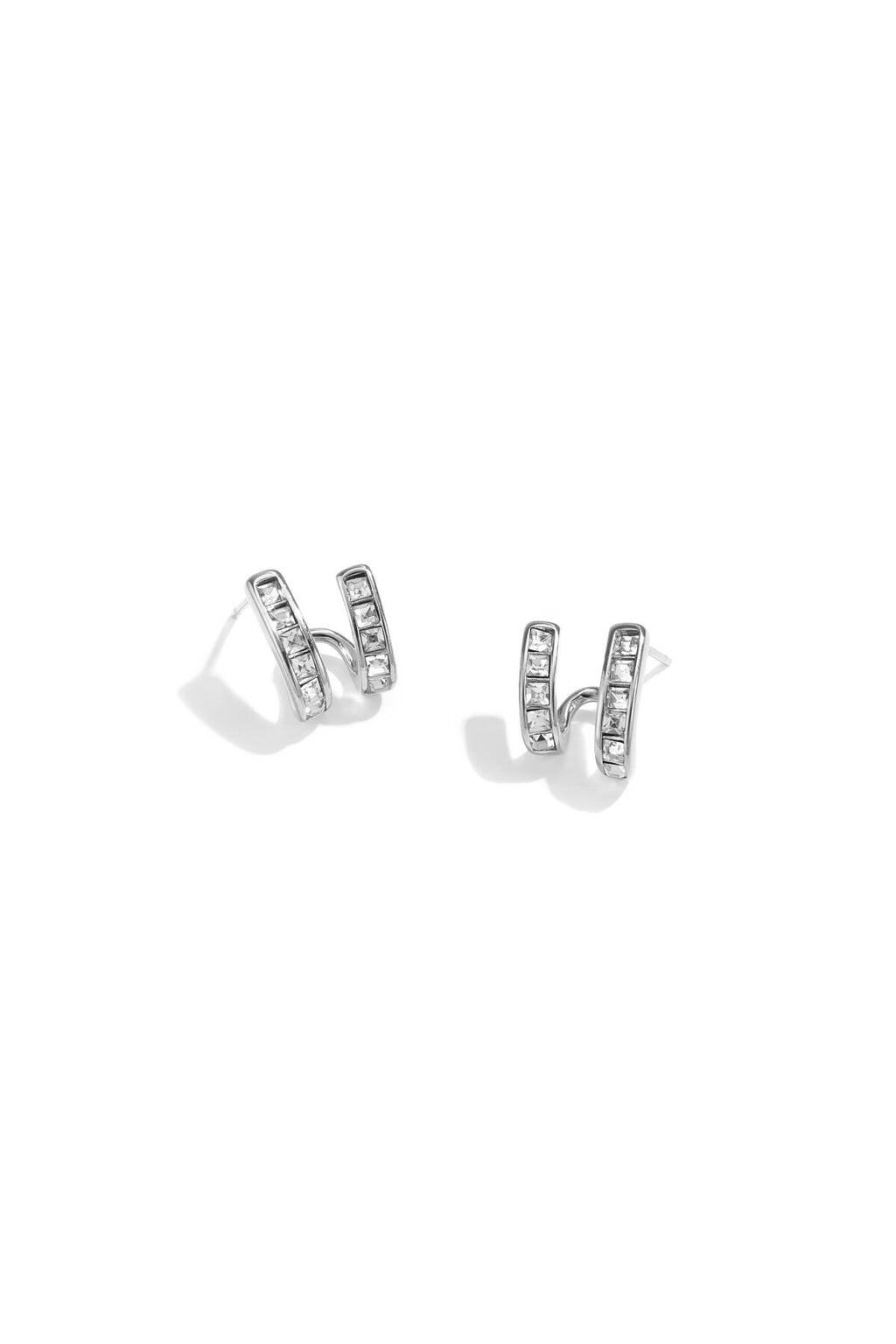 Mini aros Piccolo · doble aro con circonitas, acero dorado — vista 4