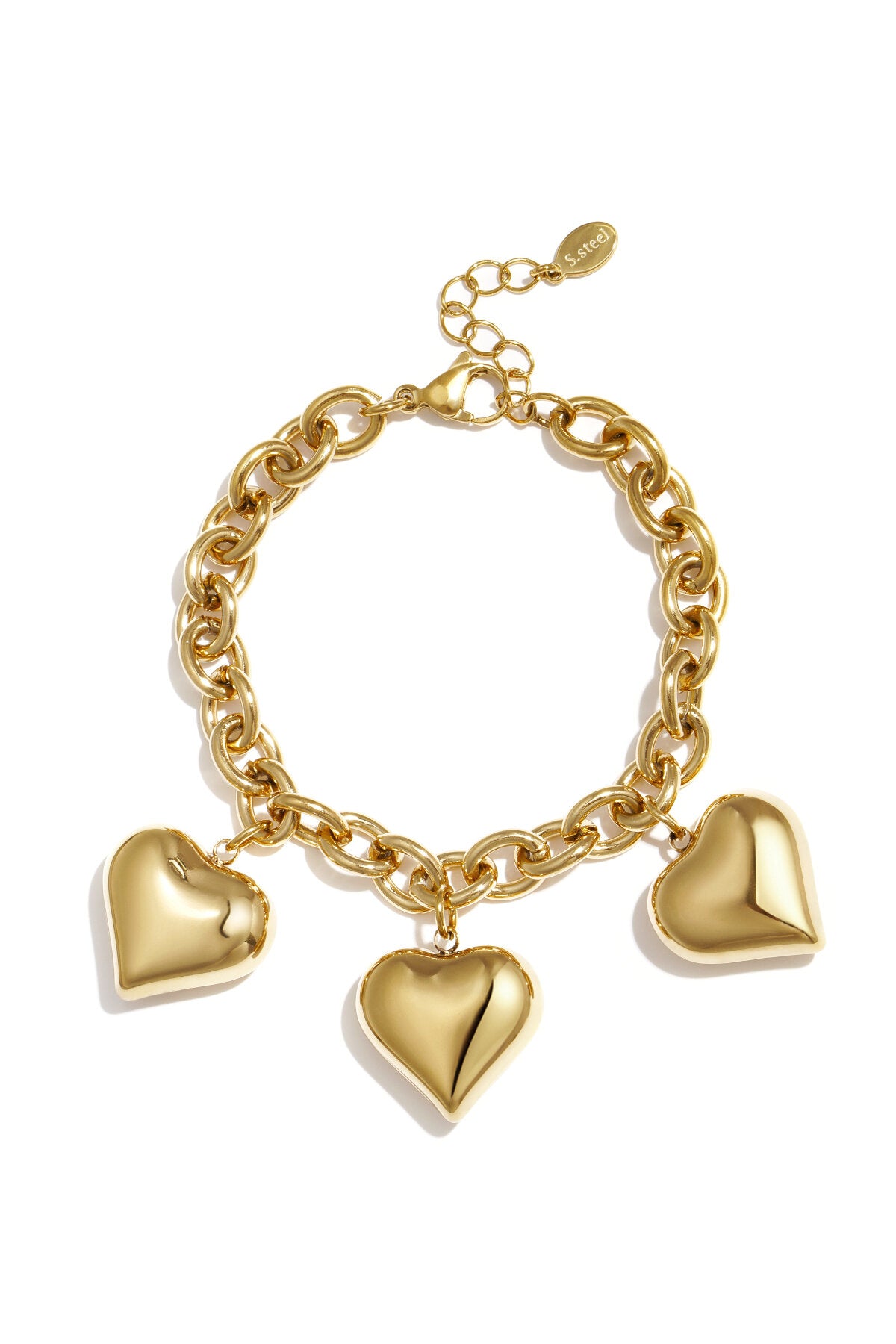 Pulsera Grossa · cadena y tres corazones