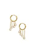 Pendientes Pioggia · cadenitas con circonitas, acero dorado