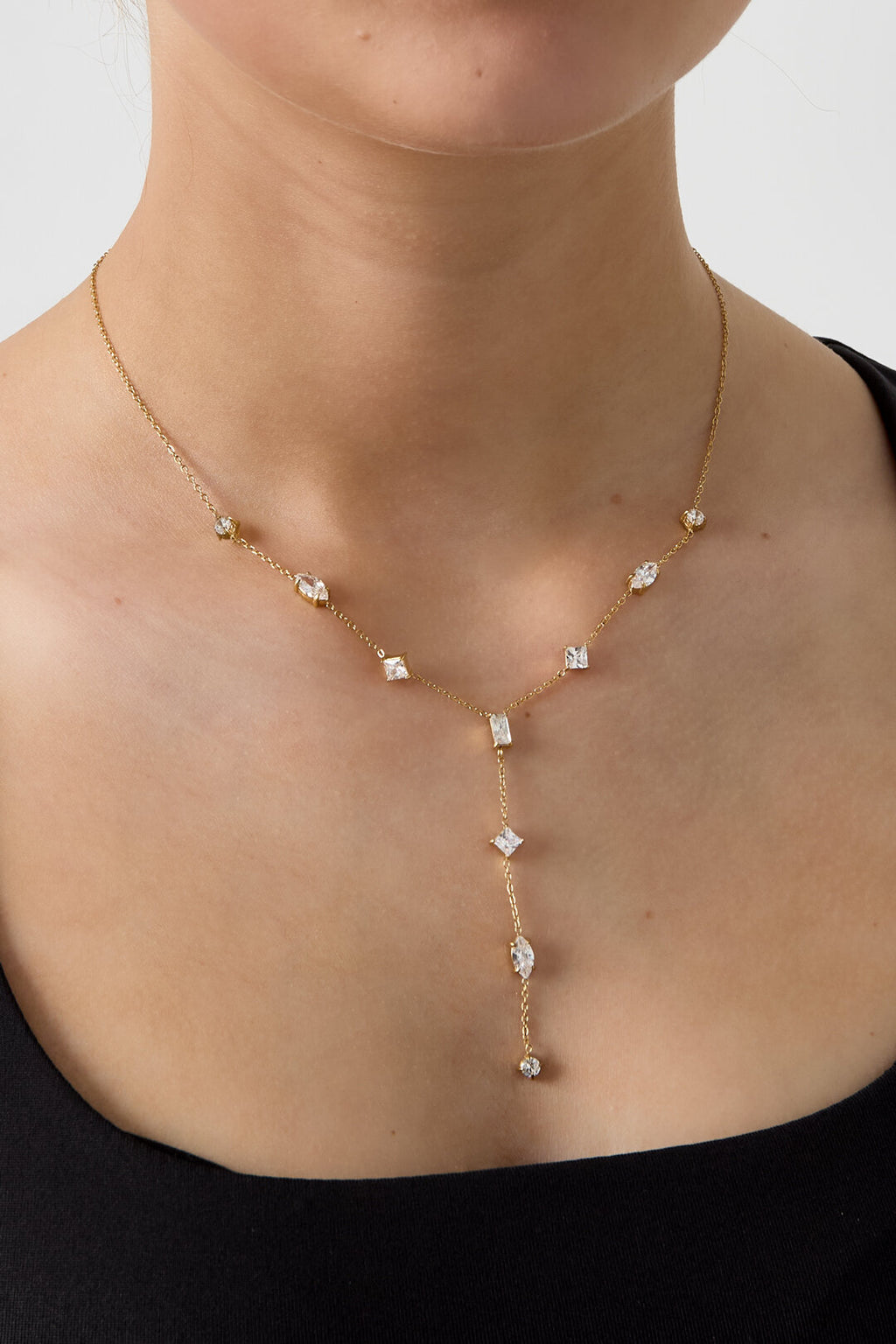 Collar Lariat Perline · cuentas en acero dorado — vista 4