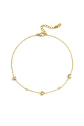 Tobillera Cuore · cadena fina con corazones, acero dorado