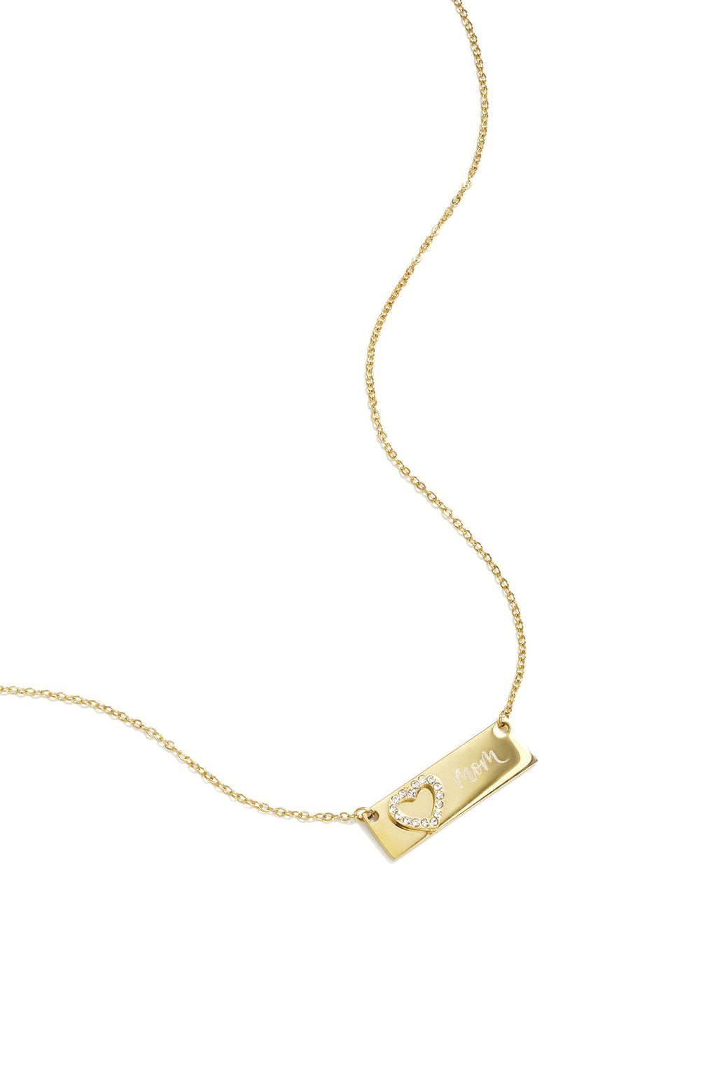 Collar Placca · placa con corazón en acero dorado