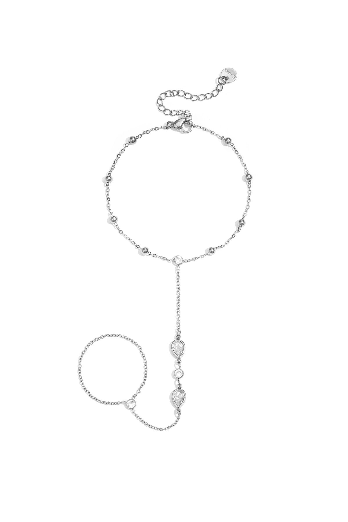 Pulsera-anillo Mano · cadena con circonitas — vista 3