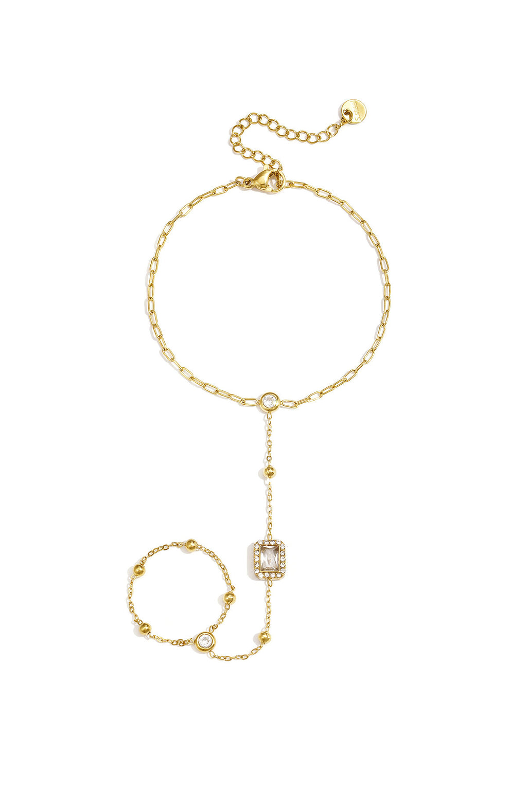 Pulsera-anillo Quadro · circonita cuadrada