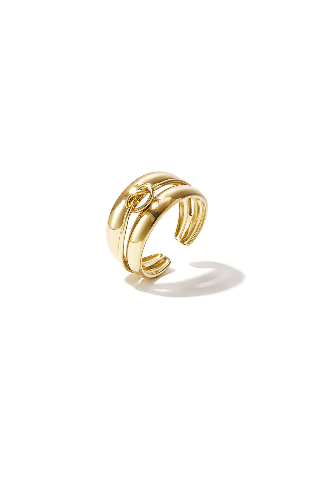 Anillo Nodo · aro grueso con lazada, acero dorado