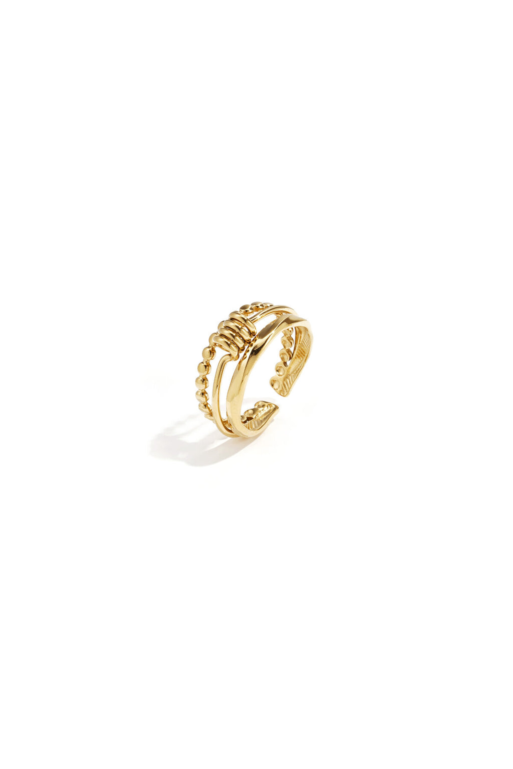 Anillo Nodo · aro grueso con lazada, acero dorado — vista 5