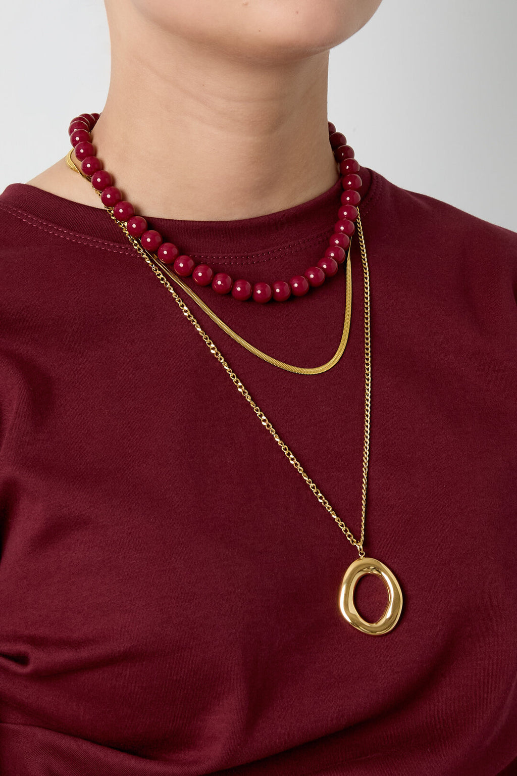 Collar Cerchietto · aro irregular pequeño, acero dorado — vista 2